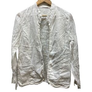 CP Shades White Linen Open Front Lightweight Jacket Boho Minimal coastal beach